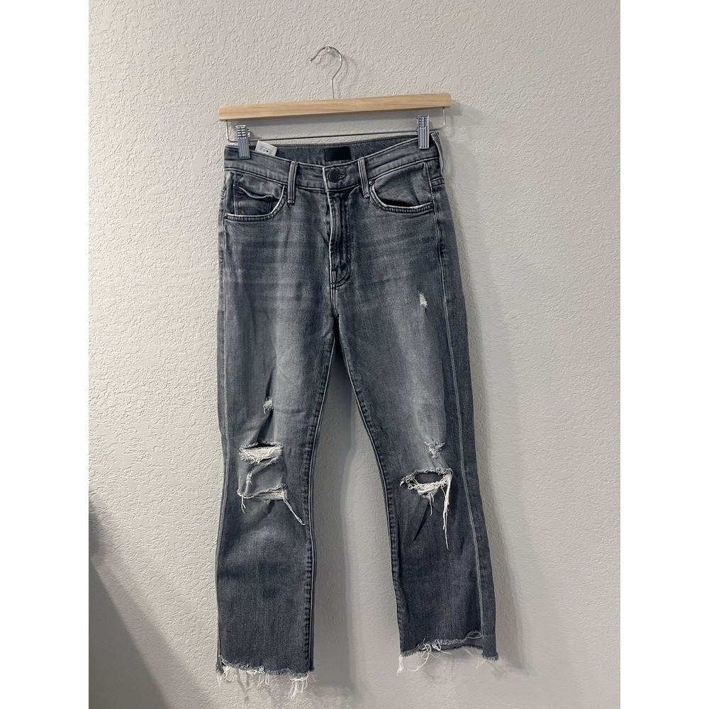 Mother‎ Jeans Womens 25 Gray The Insider Crop Step Chew High Rise Raw Hem